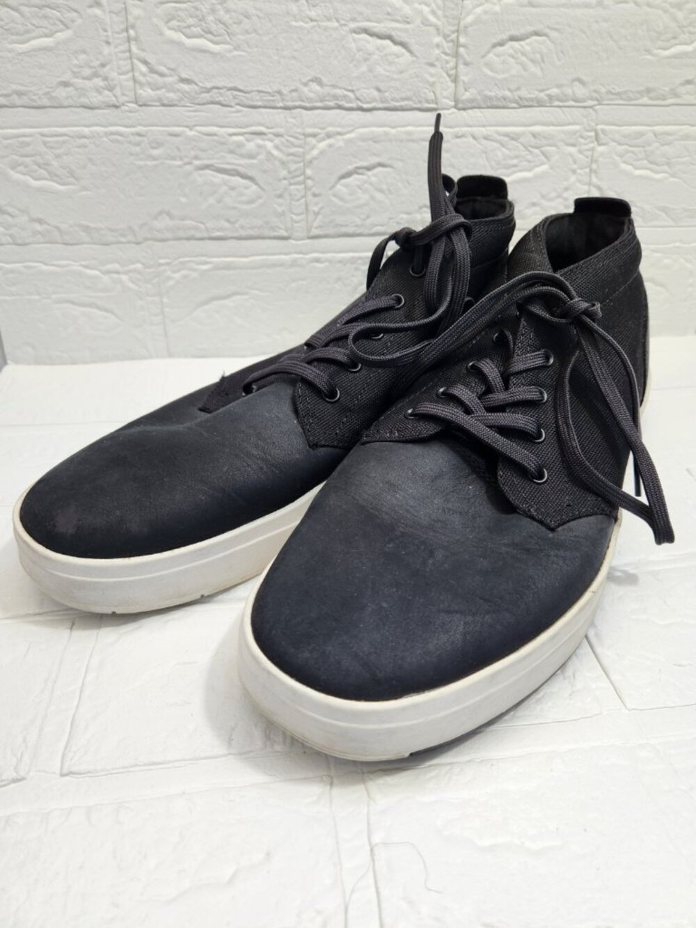 Timberland Davis Square Athletic Sneakers Mens 12 Black Leather Lace-Up A1OI5